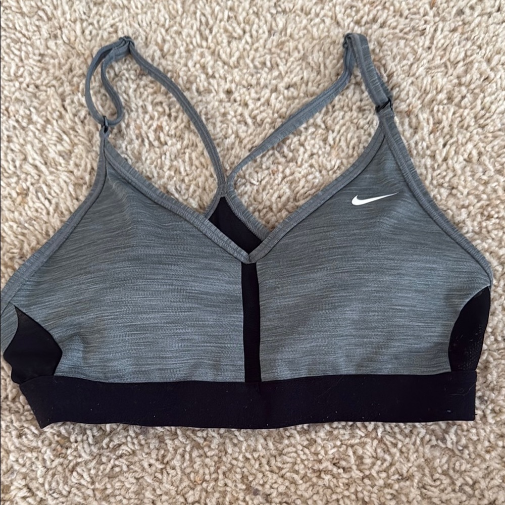 Nike Women's Charcoal and Black Sports Bra